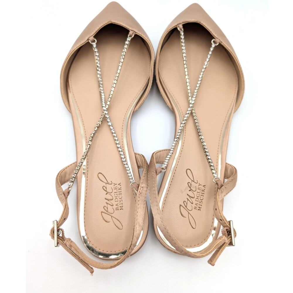 Jewel Badgley Mischka Alanna Ballet Flats Women's Almond Nude Size US9M EU40 - Picture 6 of 11